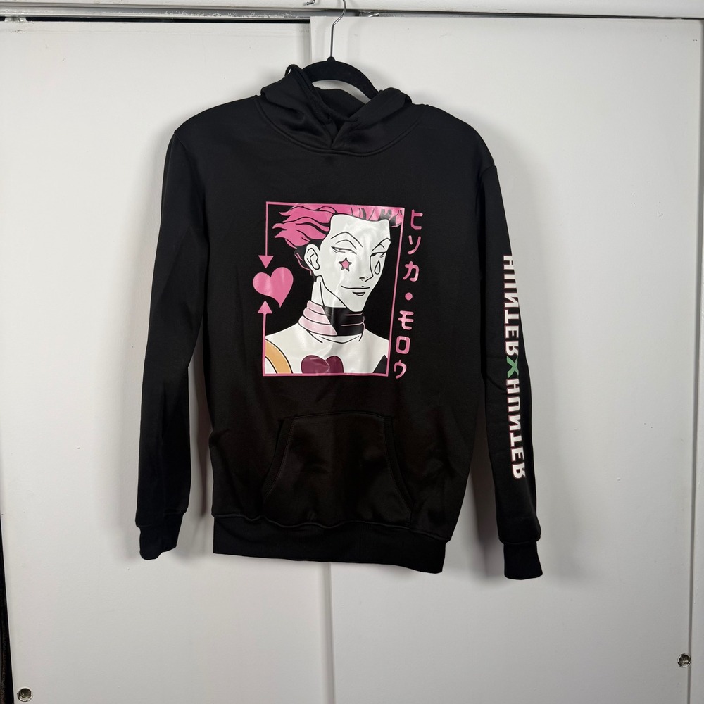 Hunter x Hunter Hisoka Anime Hoodie Black Polyester Graphic Pullover Small